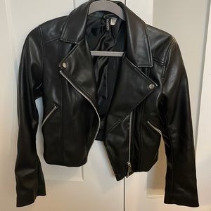 H&M black faux leather jacket